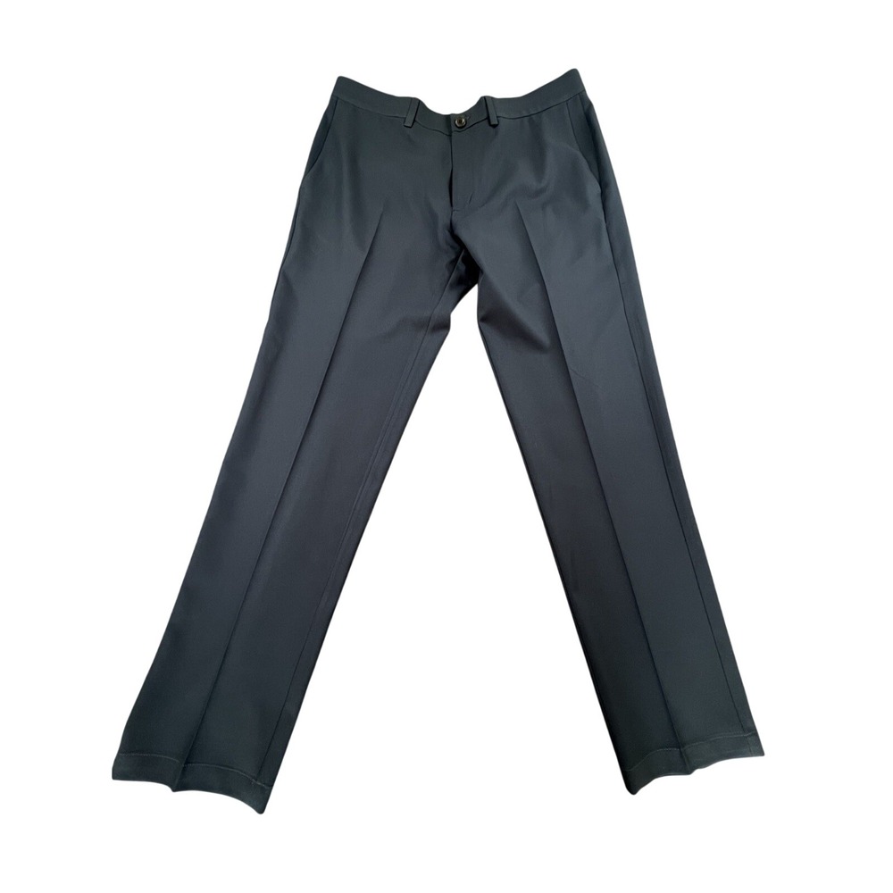 Haggar‎ Cool 18 Pro Slim Fit Dress Pants Men Navy Blue Classic Flat Front 36x32